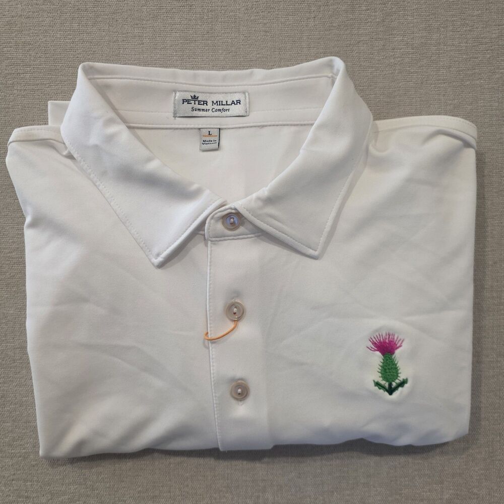 Peter Millar Summer Comfort x Mira Vista CC Golf Polo Shirt Mens Large White